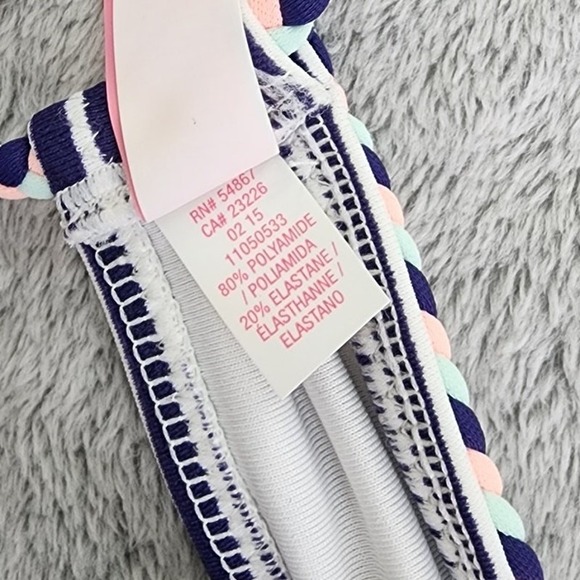 Victoria's Secret Bikini Top Womens 34B Blue White Pink The Fabulous Striped - Picture 7 of 8